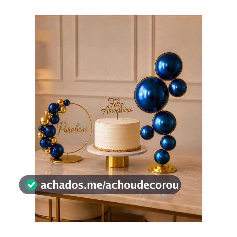 Escultura Decorativa Círculos Argolas Dourada Moderna Luxo Para Festas e Aniversários