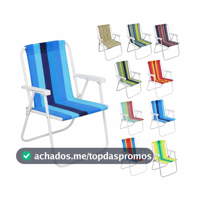 Cadeira De Praia Dobrável Aço Cores Sortidas Resistente Estrutura Reforçada Leve Praia Piscina Camping Lazer Luvinco