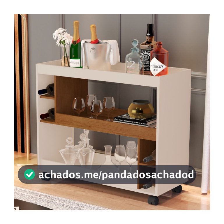 Aparador Buffet Multiuso com Adega e Rodízio Cantinho do Café Sala Cozinha Recepção Decoração Retrô