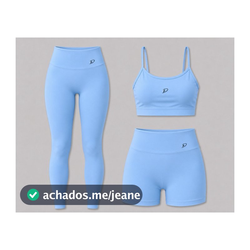 Diasp Fitness Poliamida Kit 3 peças Top + Leg + Short Blackout Academia