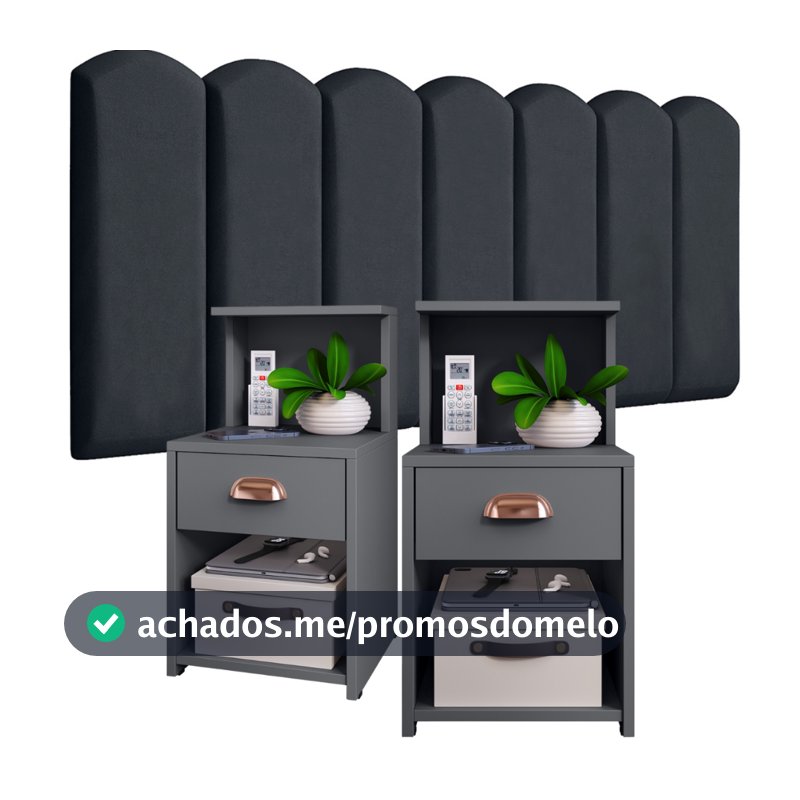 Conjunto de Cabeceiras em Módulos NÚVEM com 1 kit Mesa de Cabeceira CLÉO com 1 Gaveta e Prateleira - Cores