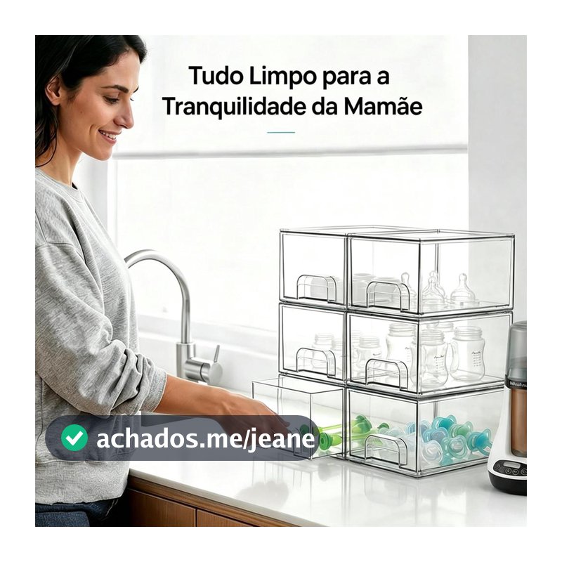 Caixa Organizadora Gaveta Acrílico Transparente Multiuso para Cozinha Banheiro Mesa Escritório 2/4 Peças