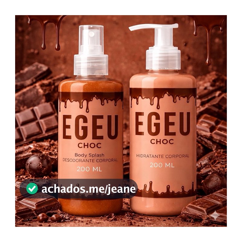 1 Kit feminino Body Splash Egeo Choc com gliter 200Ml + 1 Hidratante Corporal Egeo Choc 200ML