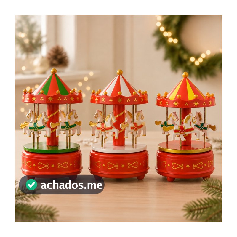 Cenário De Natal em 3 cores - Carrossel com Som e Movimento - 17x11cm - 1 unidade