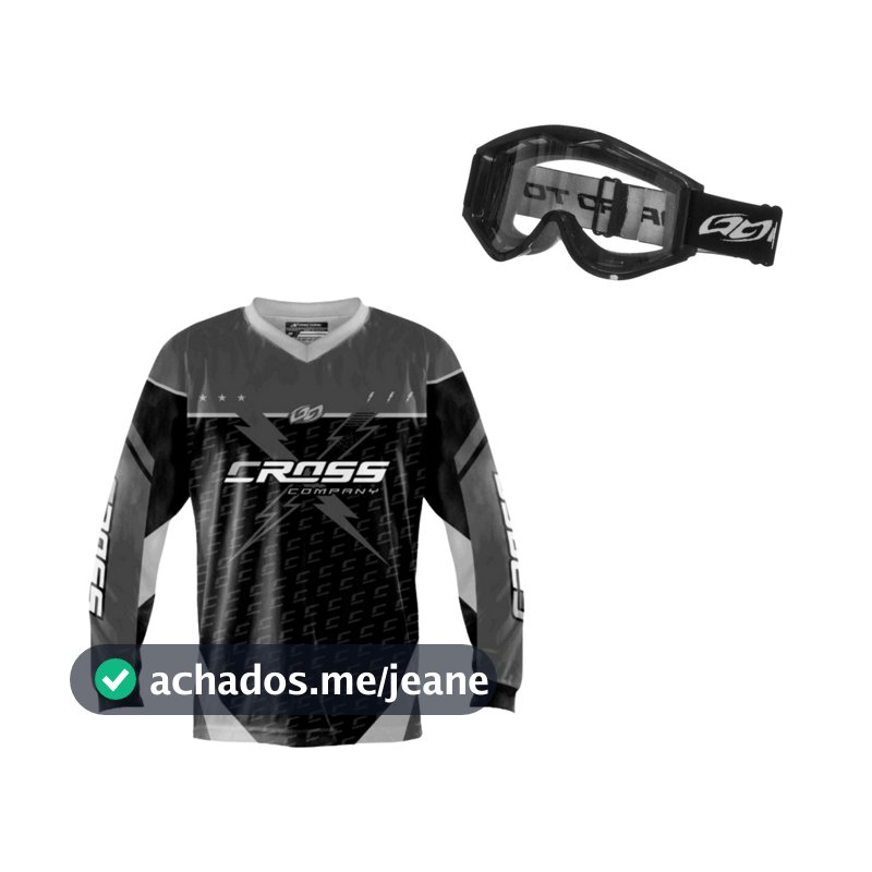 Kit Camisa Motocross e Óculos Trilha Enduro Piloto Adulto