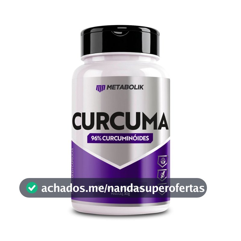 Cúrcuma Pura Curcumina 98% Extrato Alta Concentração Cápsulas Original Metabolik Nutrition