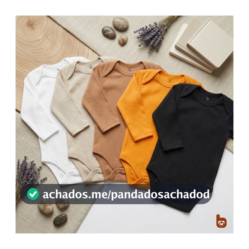 Kit Body Liso Bebê Neutro 5 Peças Manga Longa Inverno 100% Algodão.