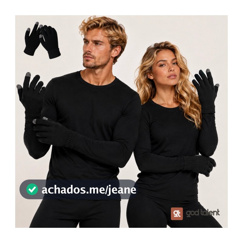 Kit Frio Conjunto 2º Pele Camisa + Calça Térmica Luva Touch
