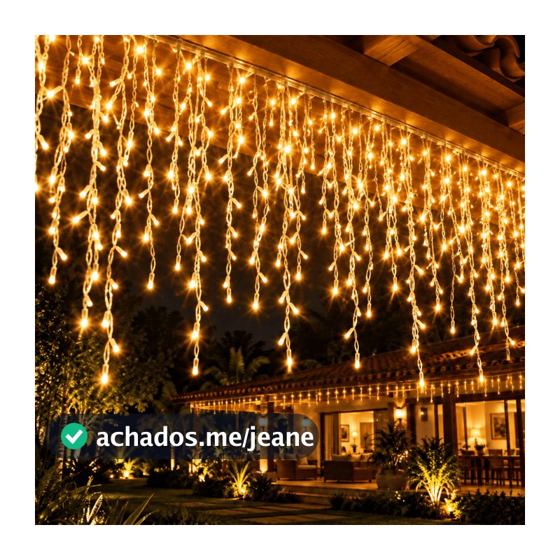 Cascata de Natal 400 Leds 10 Metros 8 Funções – Branco Quente, Colorido e Branco Frio
