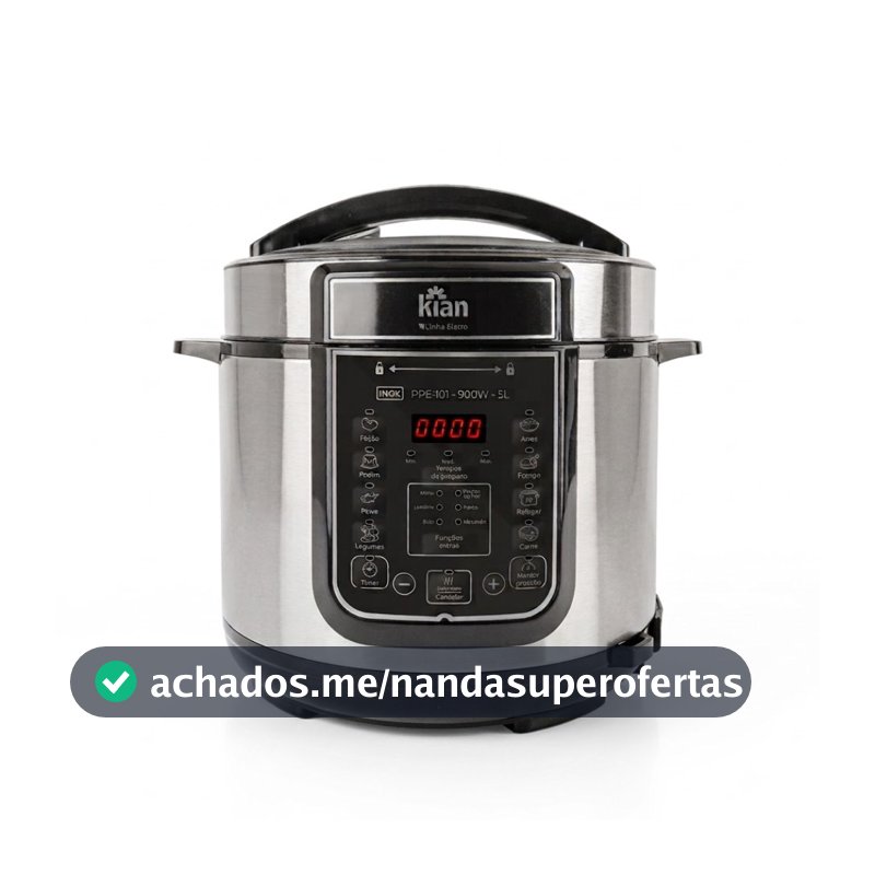 Panela de Pressão Elétrica 5L Kian PPE-101 – 900W Timer Ajustável Controle de Temperatura Cuba Antiaderente