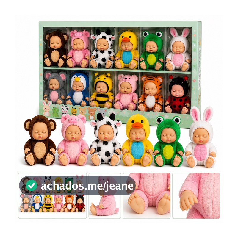 12 Mini Bonequinhas Bebê Reborn Colecionáveis Com Fantasias