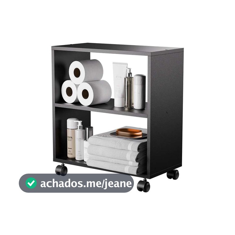 Gabinete Organizador para Banheiro com Rodinhas 50cm Preto