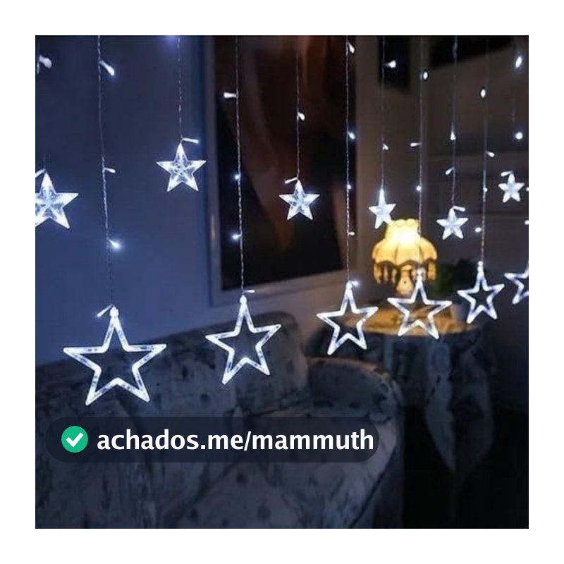 Pisca Pisca Cascata Estrela Luxo Natal 8 Funções Decoração Quente Frio e Coloridos
