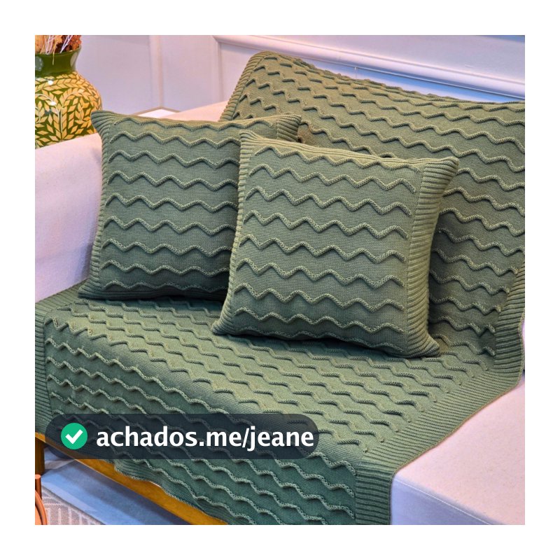 Kit Manta de Tricot Sofá Poltrona 150x100cm Ravena Decor Sala +  2 Capas de Almofadas 45X45cm