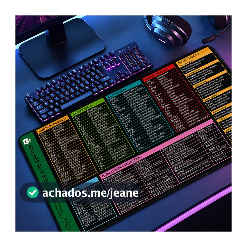 Mouse Pad Grande Antiderrapante Premium Diversas Estampas Tema Atalho Software Excel Português  Entre Outros