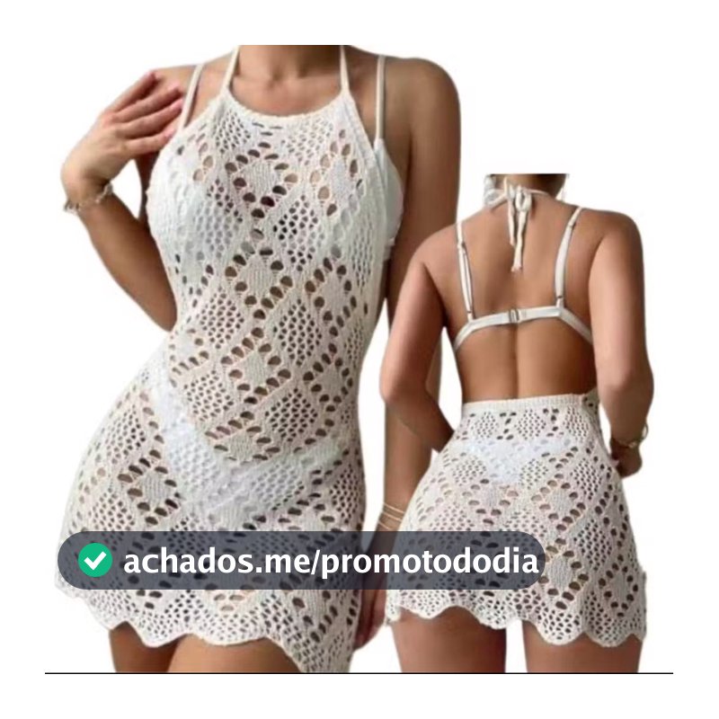 SAÍDA DE PRAIA  VERÃO  PISCINA CURTA TRICOT RENDADO LUXO❤️🩹