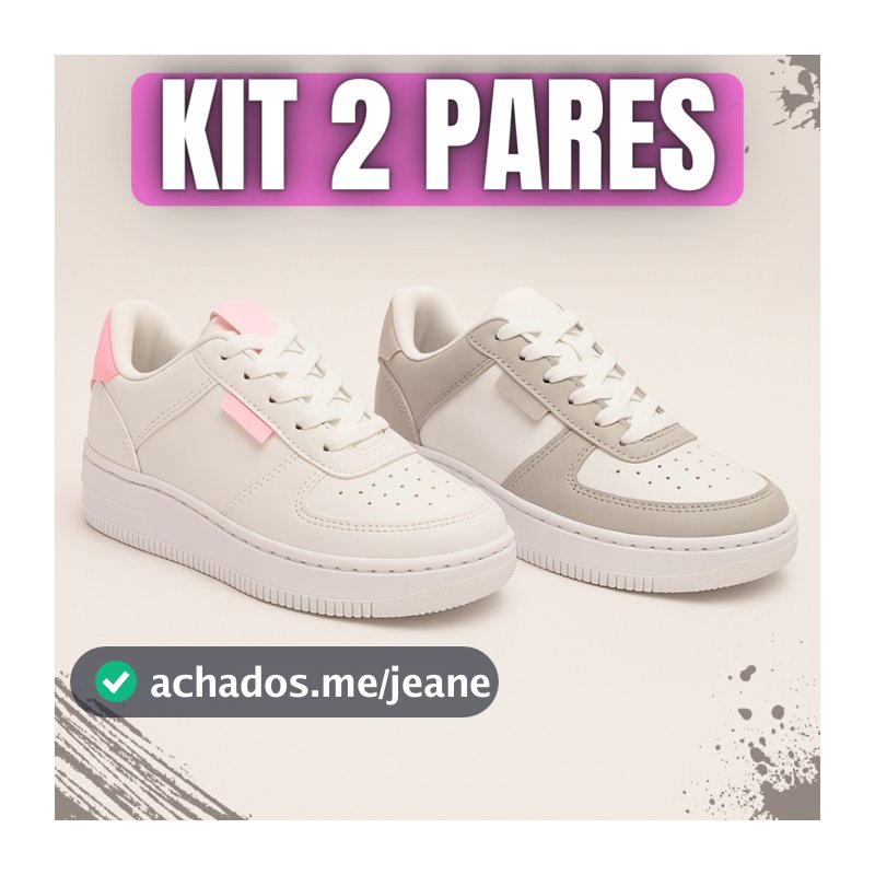 Kit 2 Pares Tênis Feminino Confortável Leve Para Caminhada E Dia A Dia