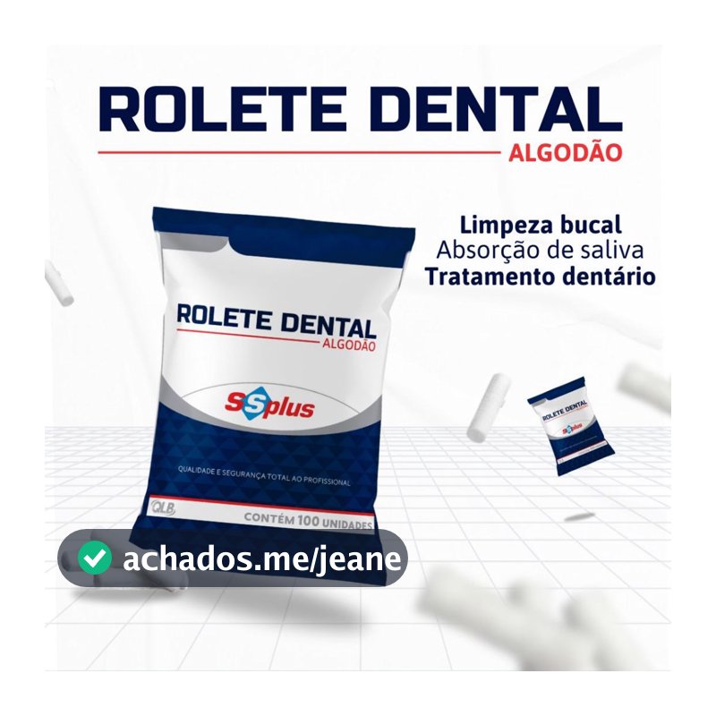 Kit 10 Pacotes Rolete Dental Algodão SSPLUS c/ 100 Unidades Cada