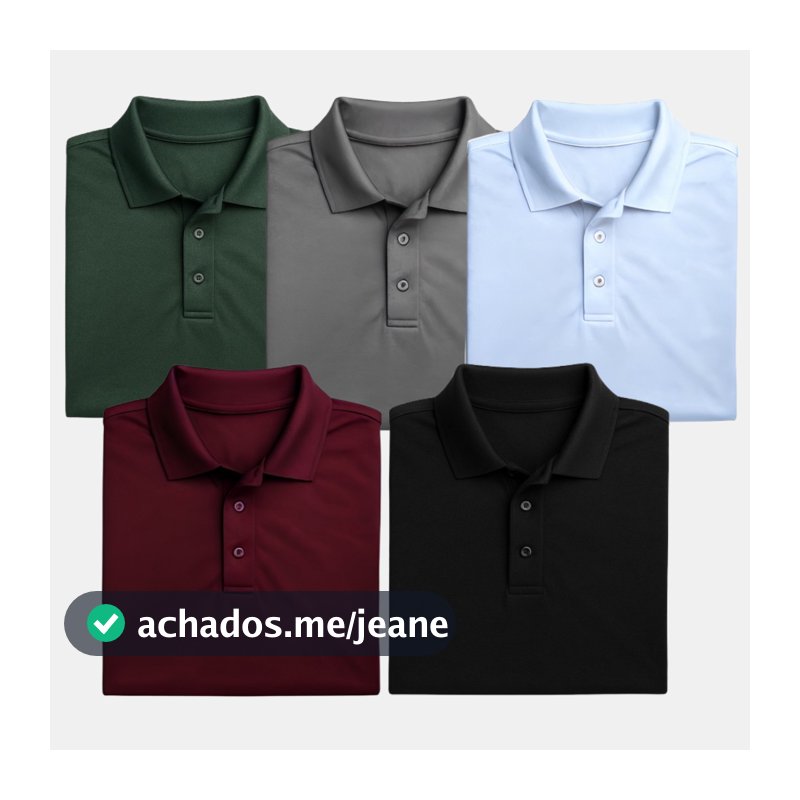 Kit 5 Camisa Polo Masculina Premium Piquet  Camiseta Poliéster