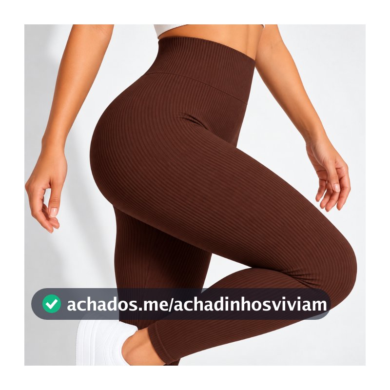 Calça Legging Canelada Premium de Cintura Alta Sem Costura Academia Feminina Elástica e Fitness Zero Transparência