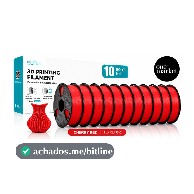 Kit 10kg Filamento Impressora 3d Sunlu PLA Classic Cor Vermelho-Cereja (Cherry Red) - OneMarket