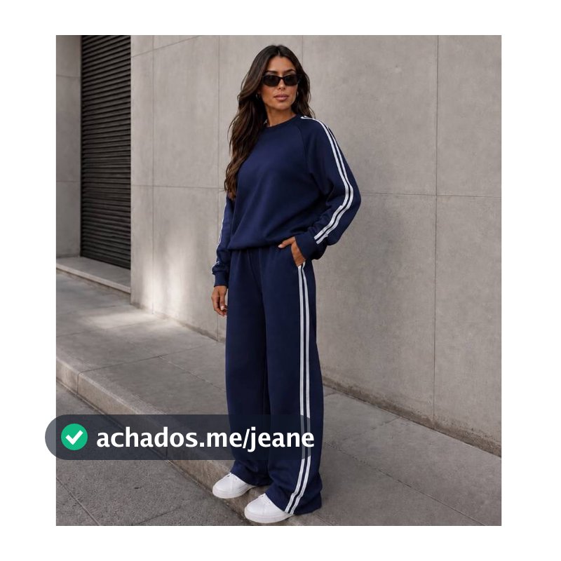 Conjunto Moletom 3 cabos Feminino Calça Pantalona e Blusa Streetwear Listrada Flanelado Aerolook Alta Qualidade