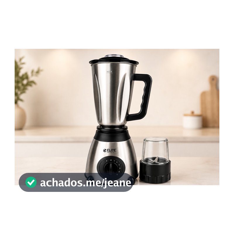 Liquidificador Inox 300W 5 Velocidades Função Pulsar Batedor de Sucos Vitaminas Bebidas Cozinha