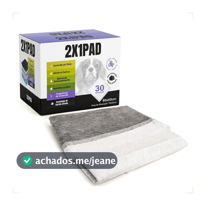 Tapete Higiênico Pet 80x60 Lavanda Carvão Ativado 2 em 1 Para Cães e Cachorros