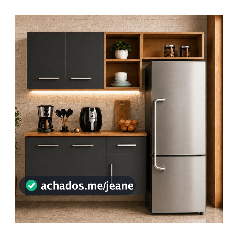 Armário de Cozinha Compacta Kit Aéreo e Balcão Nicho Reversível Gabinete Cozinha - Blue Moby