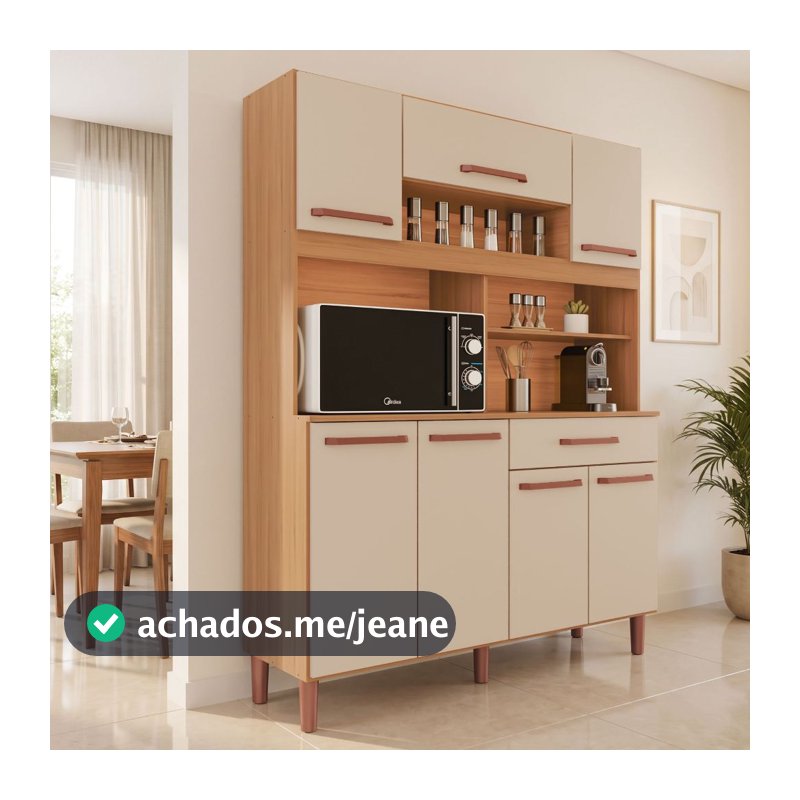 Armário de Cozinha Roma 100% MDF 7 Portas e 1 Gaveta