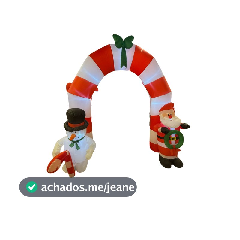 Enfeite Natal Inflável Arco com Luz 2,50m Papai Noel Boneco de Neve Bivolt Jardim Fachada