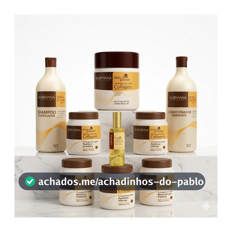 Kit Maca Power Completo com 7 Produtos – Cronograma Capilar + Máscara 500g, Shampoo 1L, Condicionador 1L  Reparador 50ml