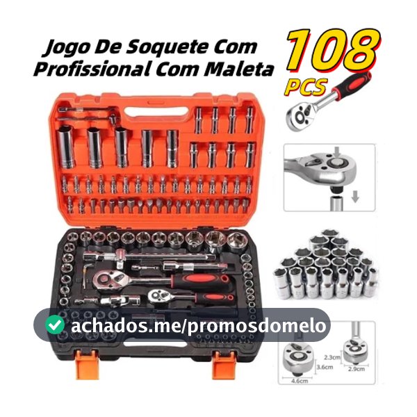 Jogo Caixa De Ferramentas Chave Soquete 22/94/108 Peças Multi Funções