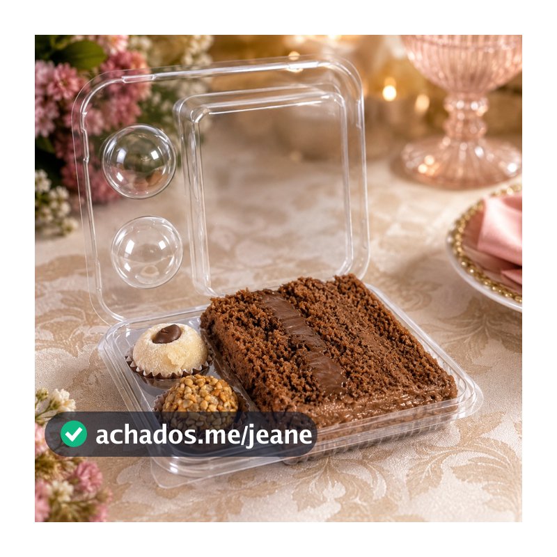 Embalagem para Fatia de Bolo e 2 Docinhos com Tampa Delícias de Festa Lembrancinha Aniversário