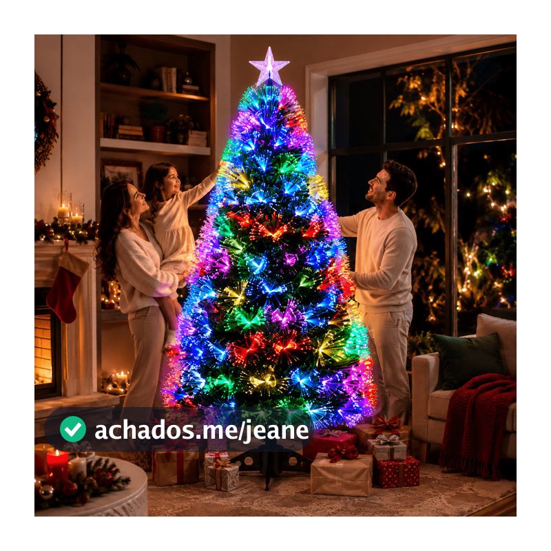Árvore Natal Led Fibra Ótica 1,80m Bivolt Estrela Ponteira Pisca Pisca Estrela De Natal Nevada - decoração de Natal