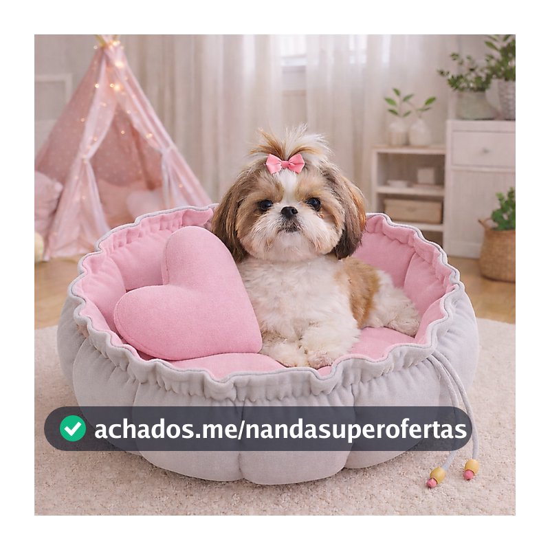 Caminha Redonda, com almofada de coração Rosa Cama Pet Londres Fresquinha Gato