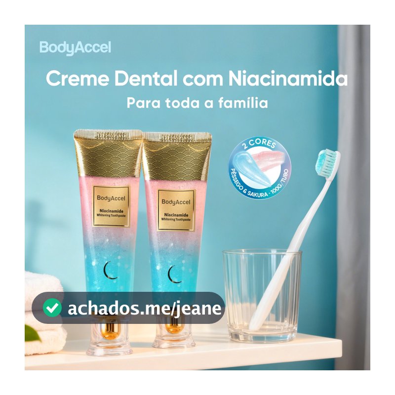 Pasta de Dente BodyAccel Niacinamida Sem Flúor 100ml - 2 unidades