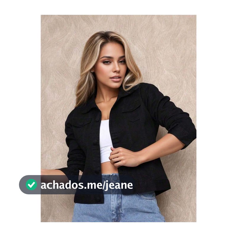 jaqueta Jeans feminina linha premium manga longa botão forrado jaqueta 008
