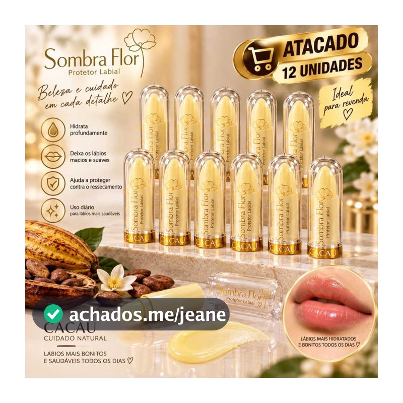 Kit 12 Protetor Labial Sombra Flor Manteiga de Cacau Hidratante Labial Original Anti Ressecamento Atacado Revenda