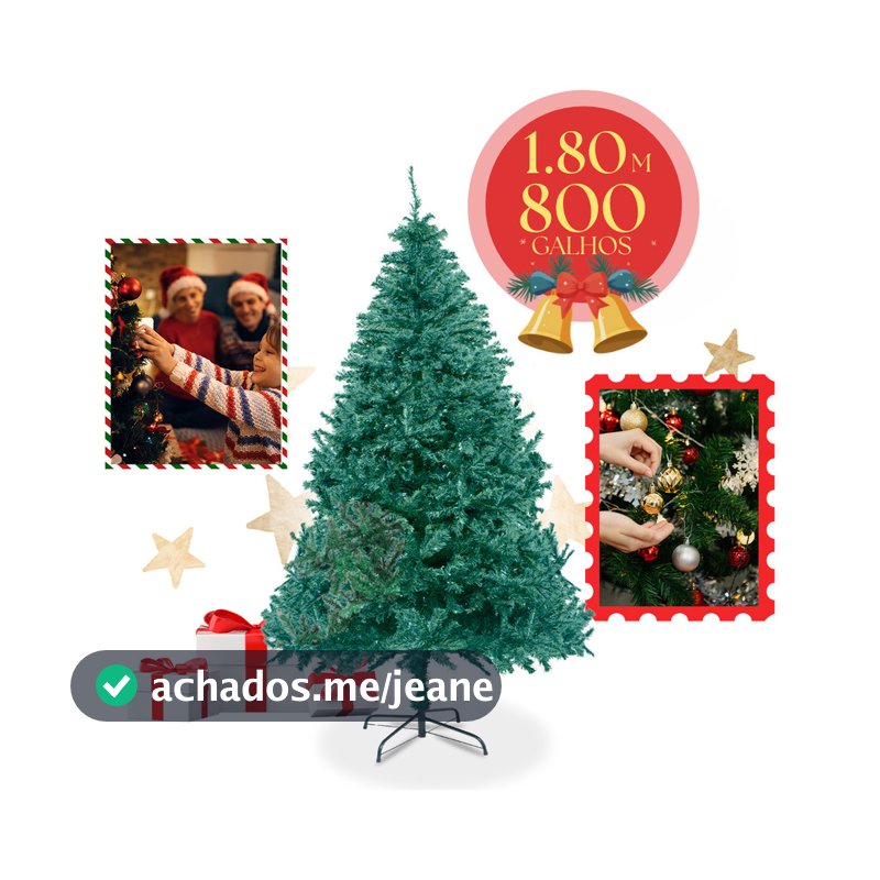 Árvore De Natal Tradicional Pinheiro Luxo 1.80m 800 Galhos Cheios Montagem Rápida Decorativa Natalina "Luzes de Natal"