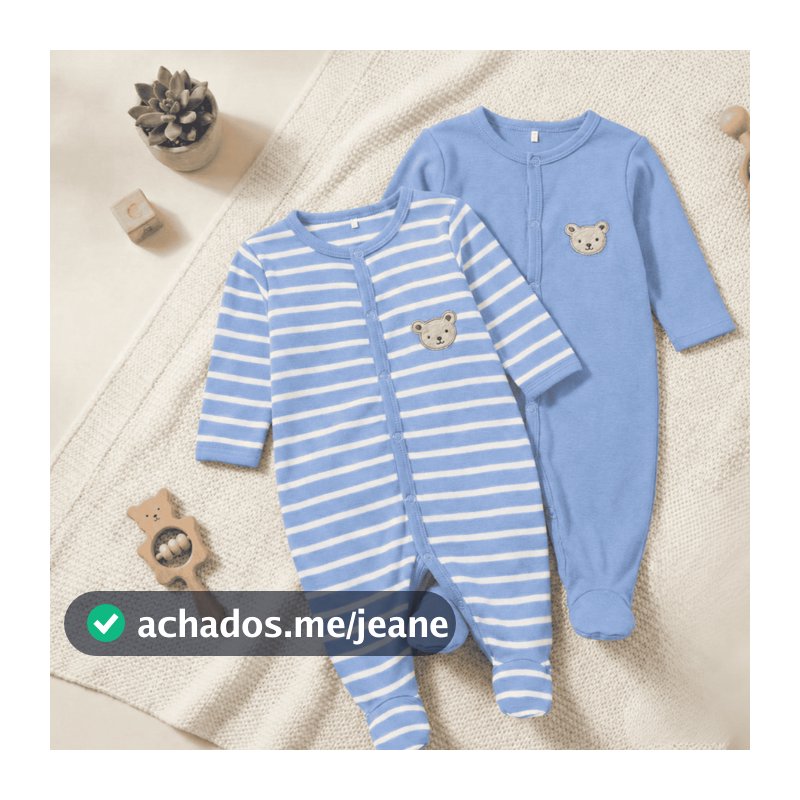 kit com dois macacões bebê menino Kauã Azul Bebê