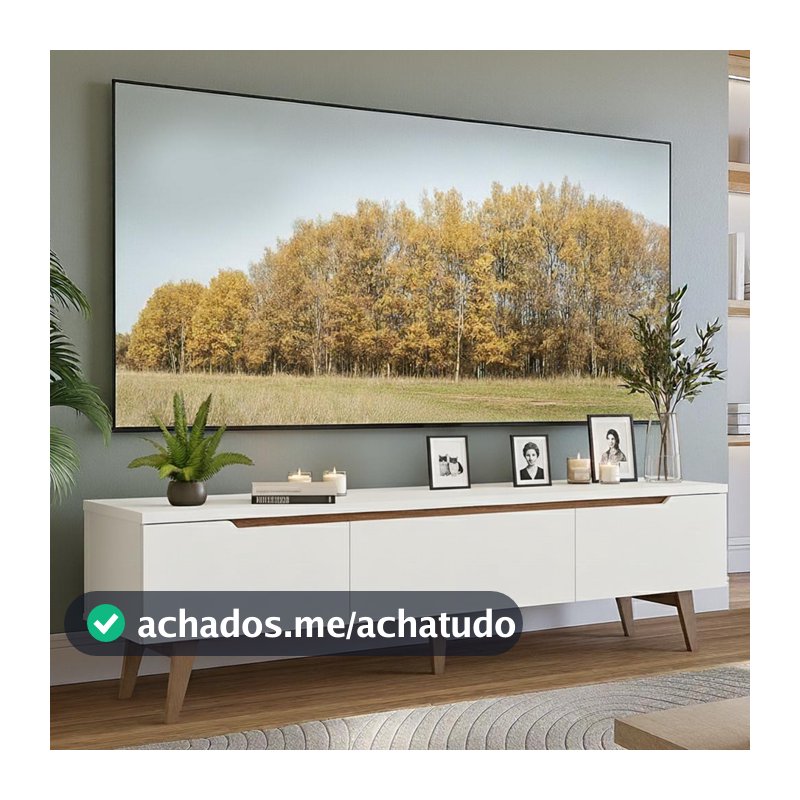 Rack para TV até 80 Polegadas 180cm 2 Portas 1 Gaveta Branco/Rustic Toronto Madesa