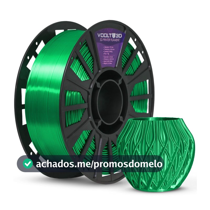 Voolt3D Filamento PLA V-Silk Verde 1Kg 1,75mm para Impressora 3D FDM