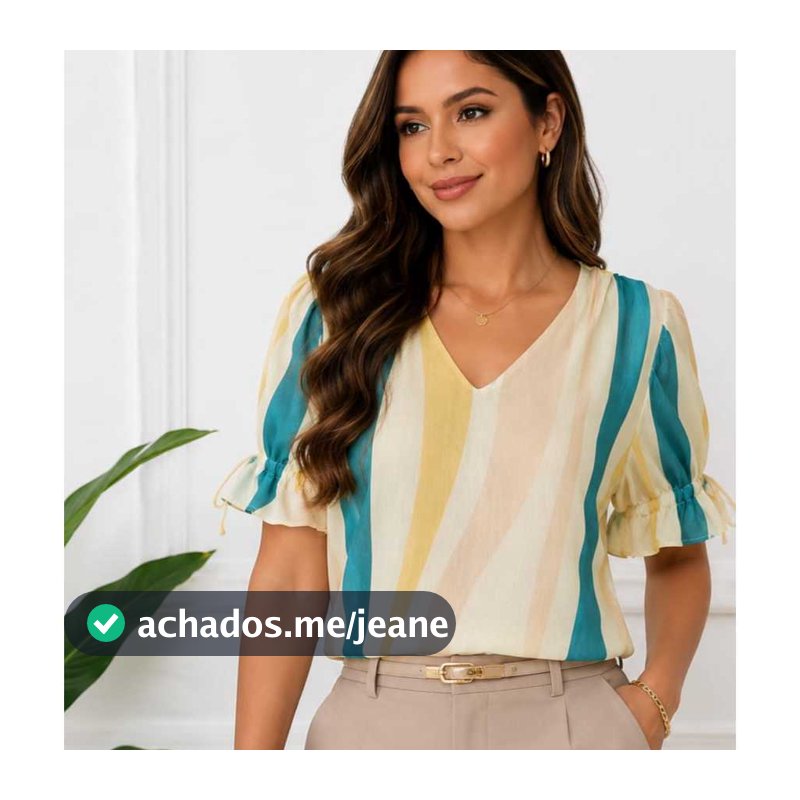 Blusa Feminina Social estampada em VISCOLINHO   Elegante Casual