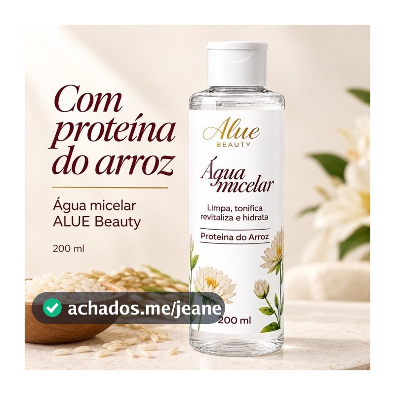 Água Micelar Proteína Do Arroz 200ml - Remove Maquiagem, Limpa, Tonifica e Hidrata - Alue Beauty