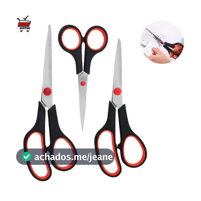 Kit 3 Tesouras  Profissional Aço Inox Costura e Artesanato Luatek LWJ-108