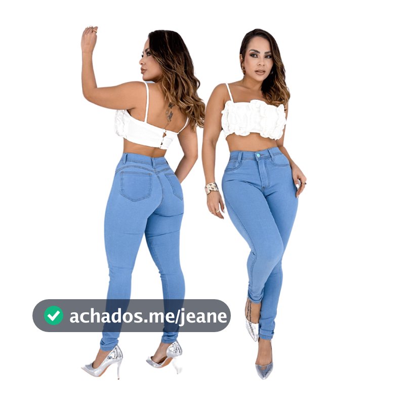 Calça Jeans Feminina Clara Crytal Moda Empina Bumbum Cintura Alta Com Lycra Elastano Lavagem Premium