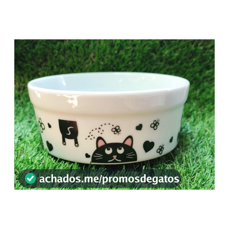 Comedouro Para Felinos Porcelana 330ml Super Decoração Para Pet e Roedores
