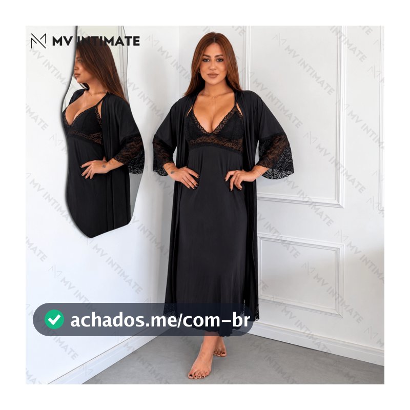 Kit de Robe e Camisola LONGOS sem Bojo de Microfibra Light