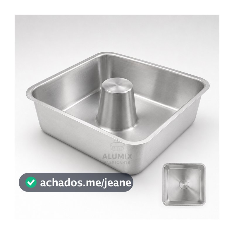 FORMA DE PUDIM E BOLO QUADRADA COM FURO CENTRAL ALUMIX 20X7 - COM NOTA FISCAL